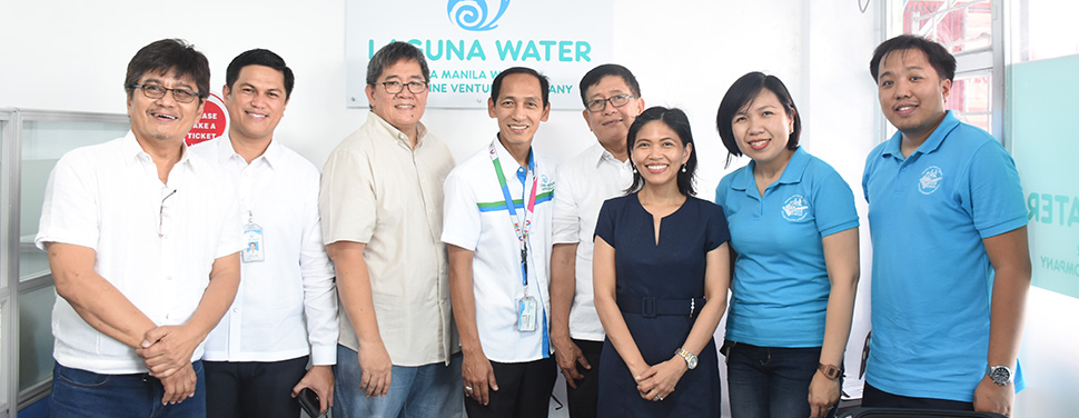 In-photo /L-R/: Councilor Alexis Desuosido, Laguno Water Finance Head Rolando Suma/lo, Coundlor Jaime Salandanan, Laguna Water Technicaf Operations Head Valentino Alano, City Administrator Romulo Reyes, Laguna Water General Manager and COO Shaebe Hazel Caang, Laguna Water Business Operations Head Camille Orbesa, and Laguna Water Technical Services Head Radel Del Rosario